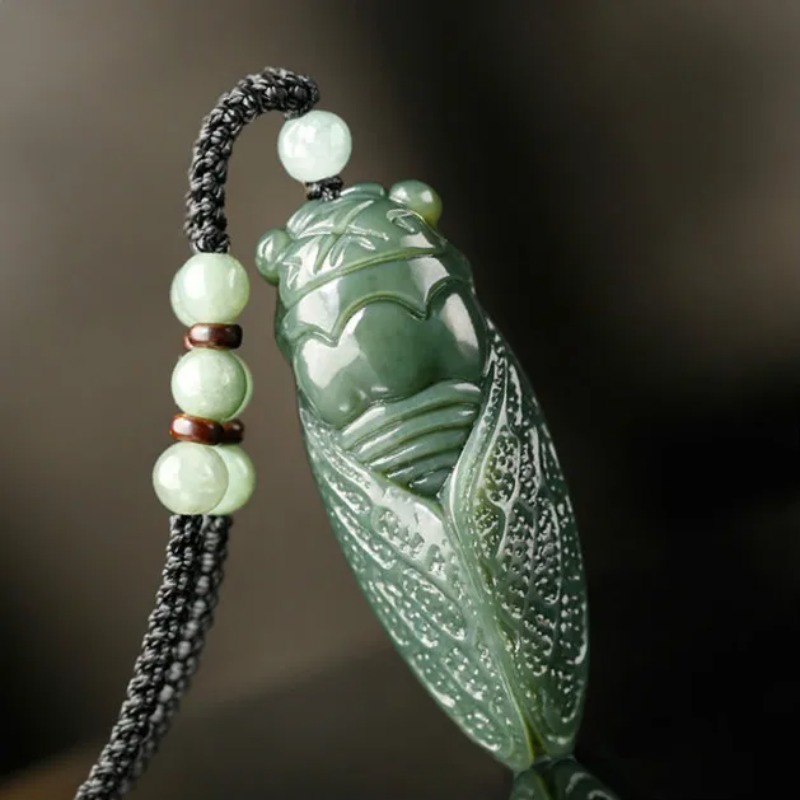 Men Accessories For Hand - Doğal Hetian yeşim Cicada kolye boncuk