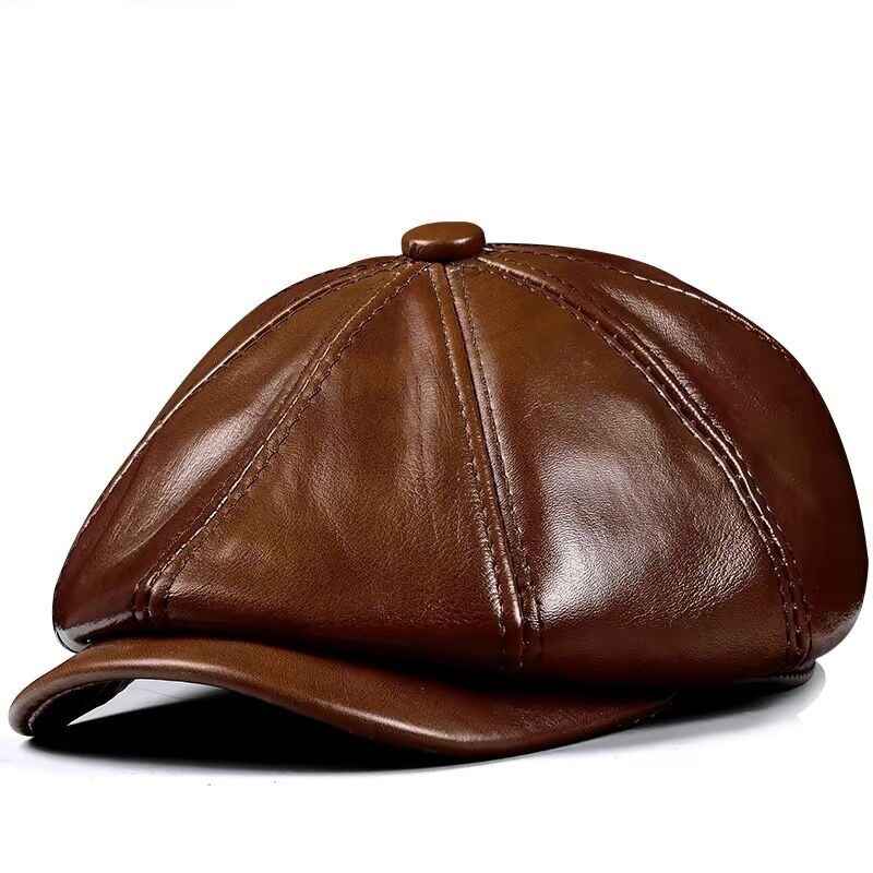 Men Accessories Brands - Bahar Yeni Hakiki Deri Şapka Kap