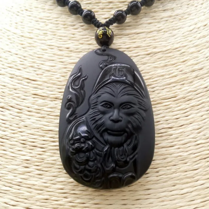 Men Accessories For Hand - Doğal Obsidyen Güneş WuKong Kolye Maymun